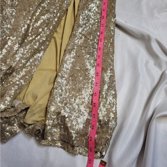 CHRISTINA WU gold matte sequin celebration style cowl back gown dress‎ 10 - Picture 12 of 13